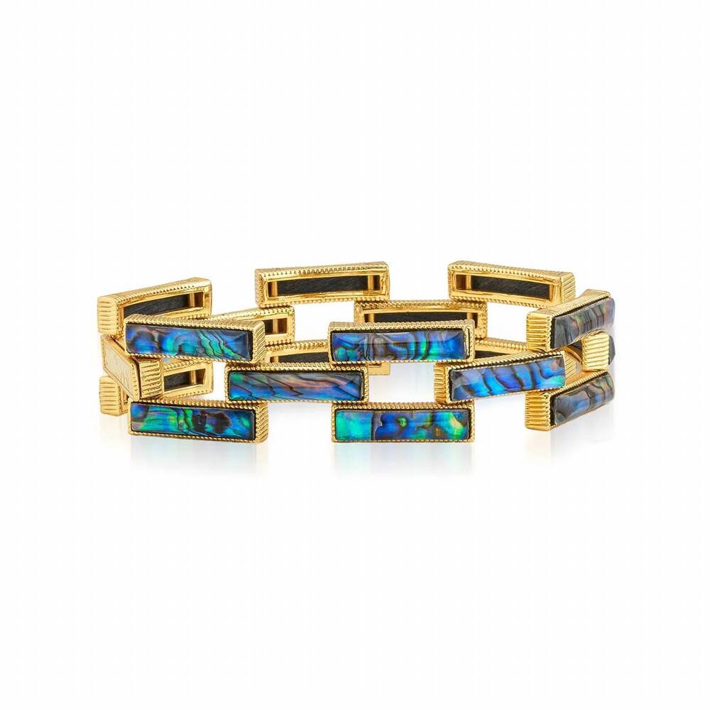 NEW CAPUCINE DE WULF women's pathway link bracelet in abalone